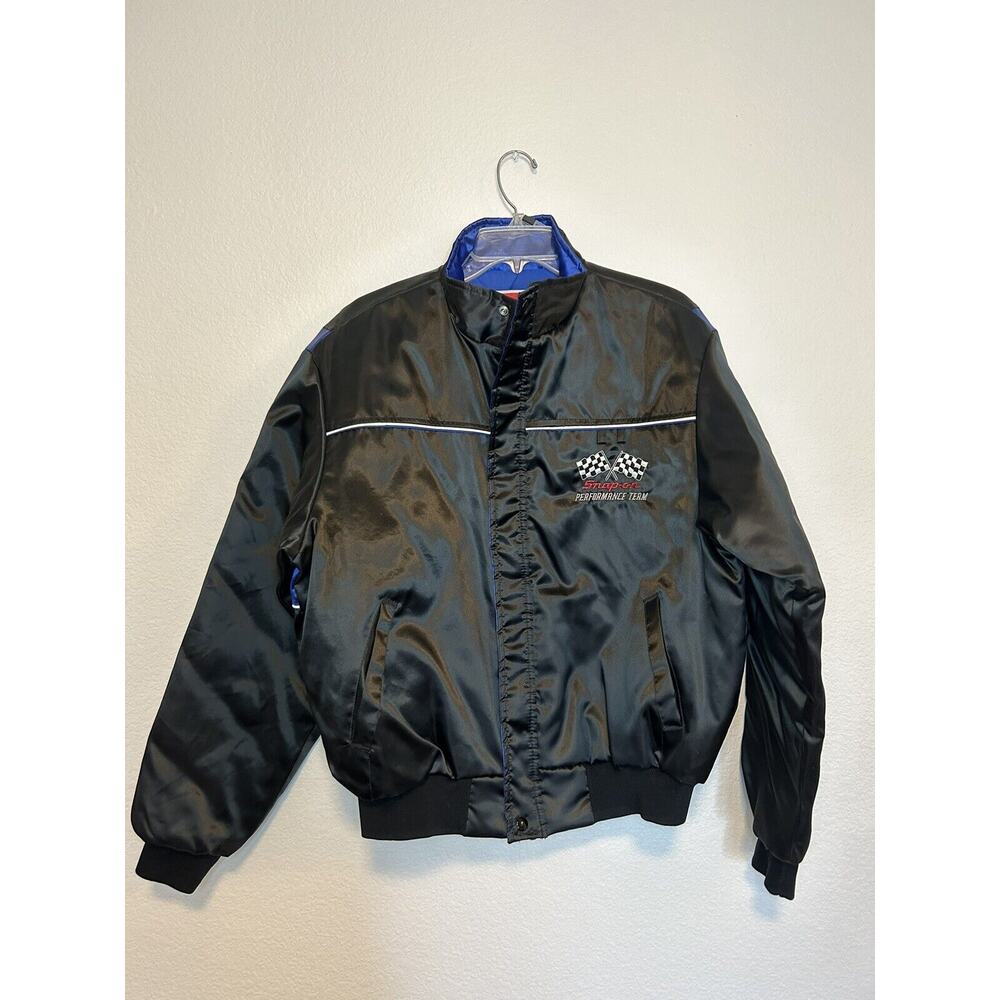 Vintage NASCAR Swingster Snap On Jacket Bomber Jacket USA Large Full Zip Blue